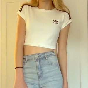 adidas crop top w/ stripes